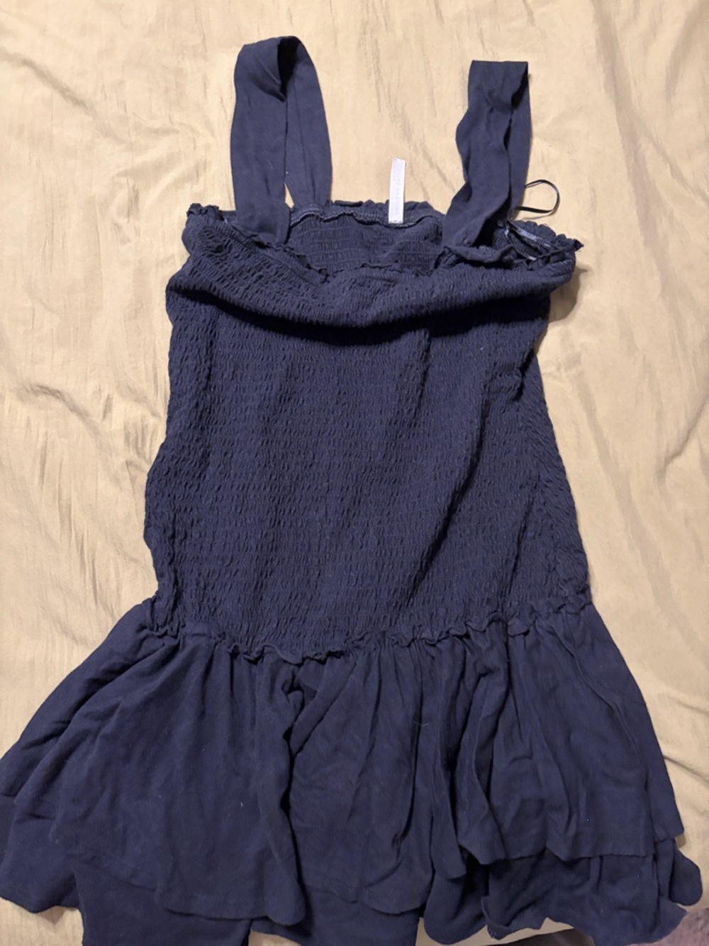 Black Smocked Ruffle Sundress